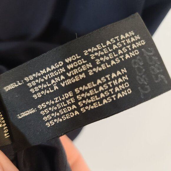 Ralph Lauren Black Label Faux Wrap‎ Gathered Waist Shift Dress Wool Navy Size 2 - Picture 5 of 8